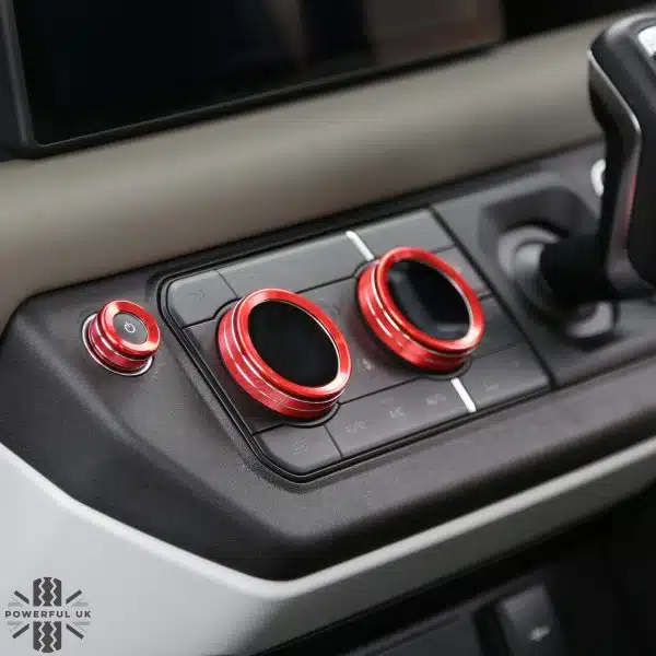 Interior Aircon Control Trim - Set of 3 - RED - for Land Rover Defender L663