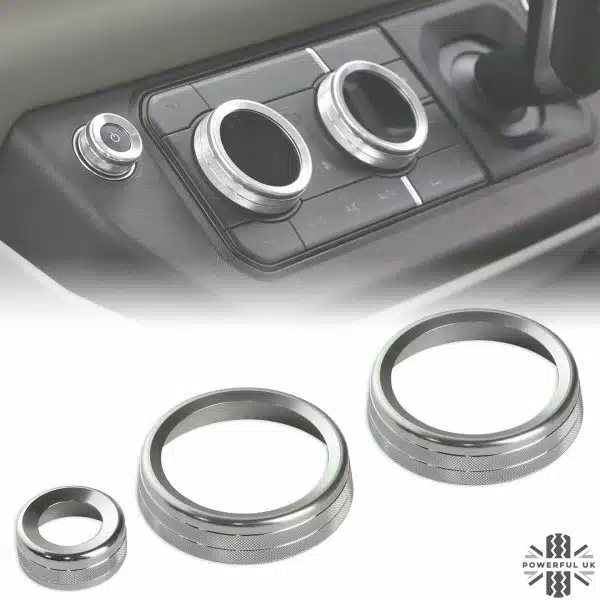 Interior Aircon Control Trim - Set of 3 - SILVER - for Land Rover Defender L663