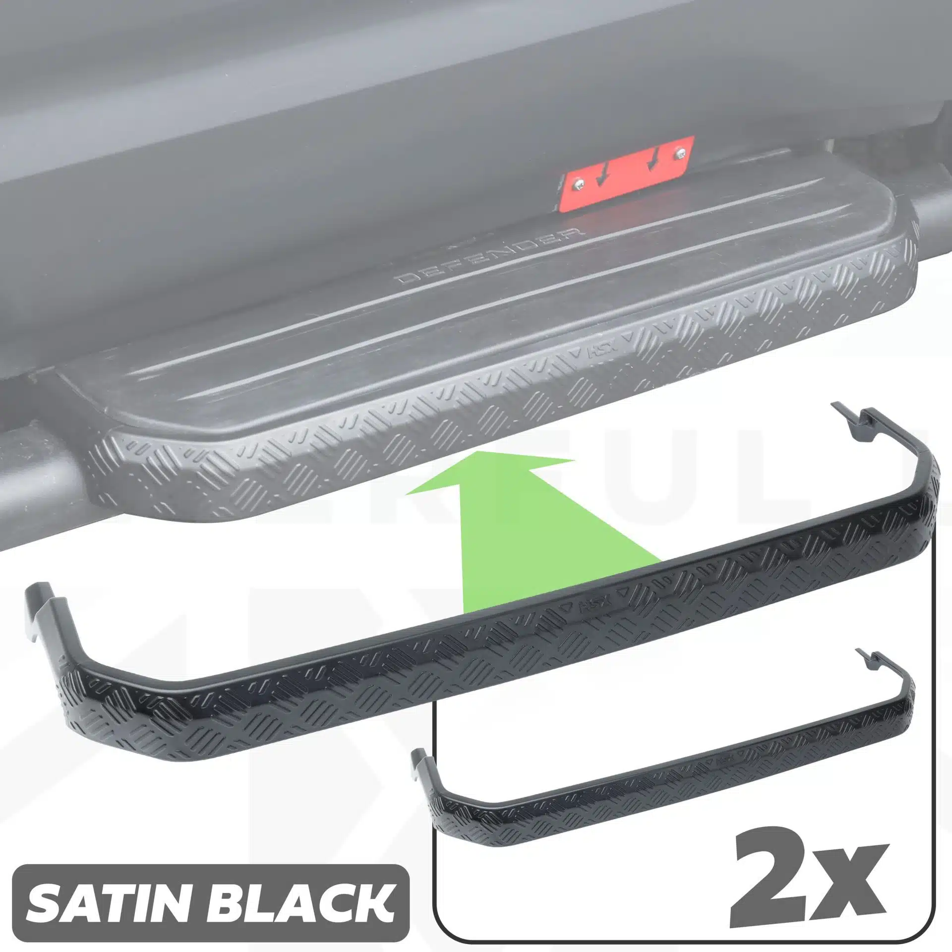 2x Chequer Plate Side Step Covers for Land Rover Defender L663 (90)