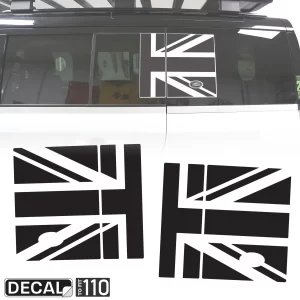 Zijpaneel Decalkit – Union Jack Vlag – Mat Zwart – Voor Land Rover Defender L663 110