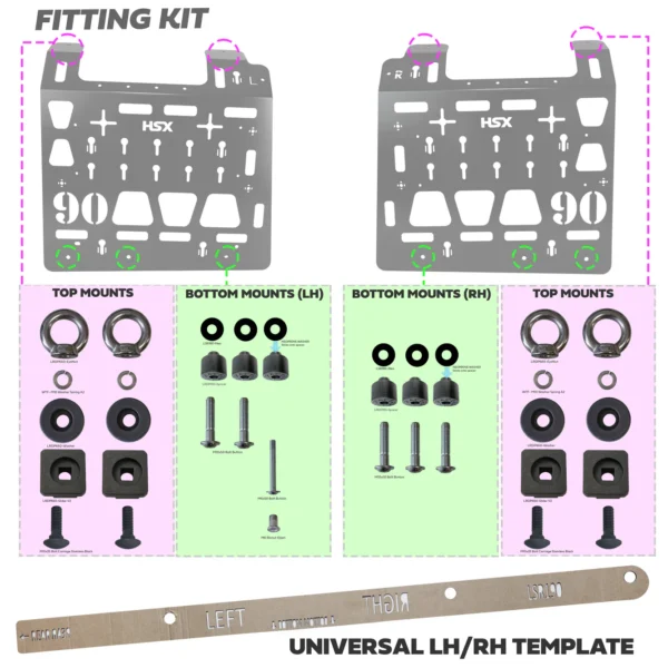Molle Plate Kit - Black - Mix Design - PAIR - for Land Rover Defender L663 (90 Model)